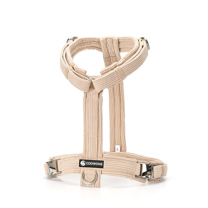 Jacquard Webbing Y Shape Dog Harness Soft Padded Y Form Dog Harness Secure Fit Front Clip Control No Pull Dog Harness - Color: Beige, Size: L